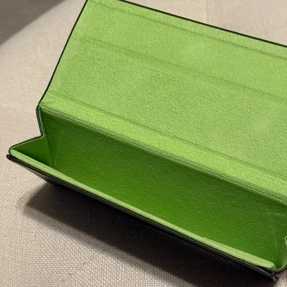 LONGCHAMP Leather Sunglasses Case NEW & UNUSED Olive Green - Picture 4 of 6